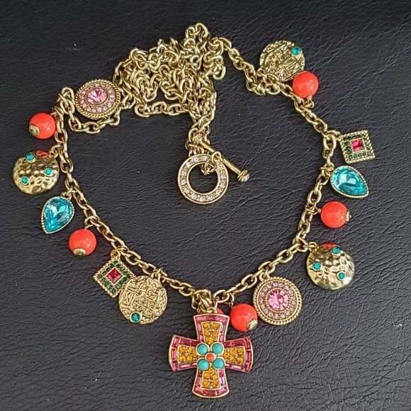 Heidi Daus Long Statement Necklace from Summer Swag Set Gold Plate Multi-colored - Picture 7 of 9